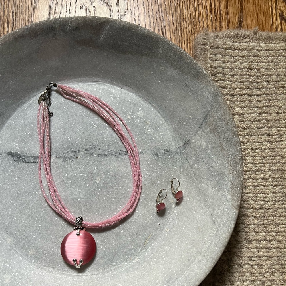 Premier Jewelry Pink Necklace and Earrings